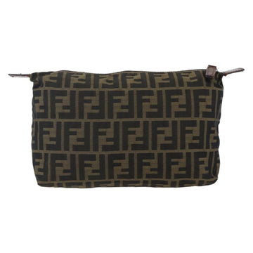 FENDI Zucca Canvas Pouch Black Brown Auth 173494 - 0