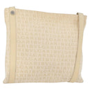 BVLGARI Logo Mania Shoulder Bag Canvas Beige Silver Auth 173495-1