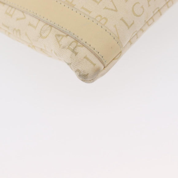 BVLGARI Logo Mania Shoulder Bag Canvas Beige Silver Auth 173495