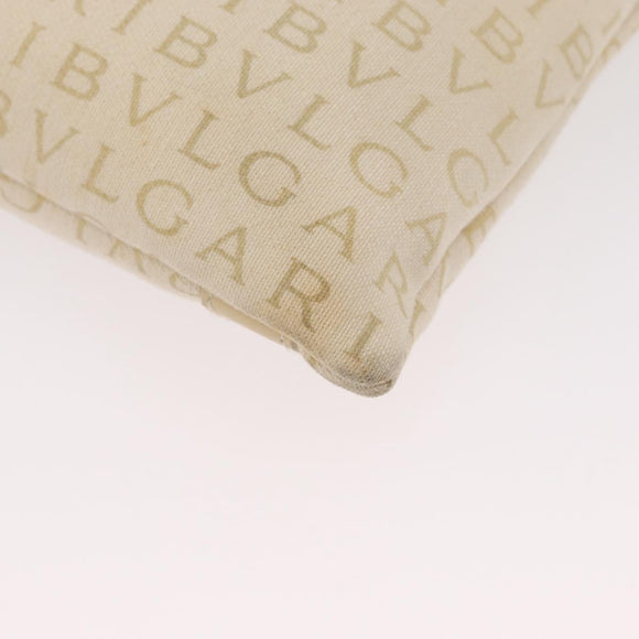 BVLGARI Logo Mania Shoulder Bag Canvas Beige Silver Auth 173495