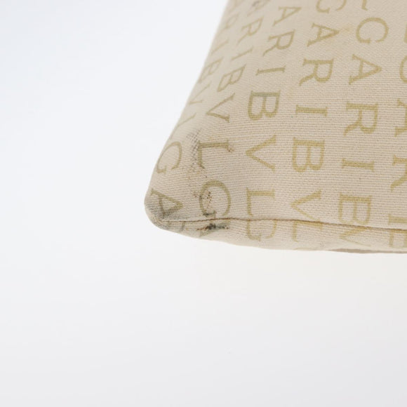 BVLGARI Logo Mania Shoulder Bag Canvas Beige Silver Auth 173495