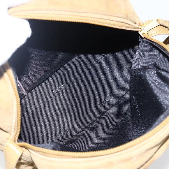 LOEWE Anagram Shoulder Bag Suede Beige Auth 173498