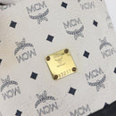 MCM Vicetos Logogram Shoulder Bag PVC Leather White Gold Auth 173499-14