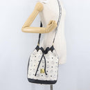 MCM Vicetos Logogram Shoulder Bag PVC Leather White Gold Auth 173499-22