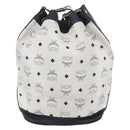 MCM Vicetos Logogram Shoulder Bag PVC Leather White Gold Auth 173499-3
