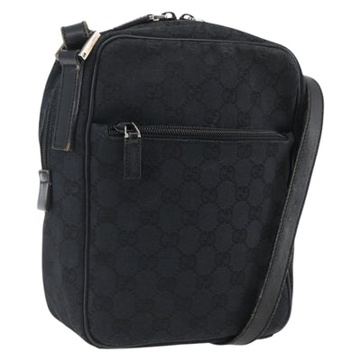 GUCCI GG Canvas Shoulder Bag Black Silver 018 1612 Auth 173500
