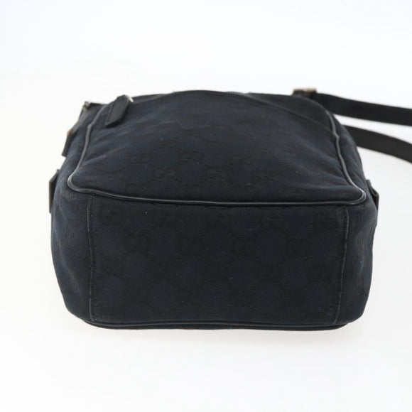 GUCCI GG Canvas Shoulder Bag Black Silver 018 1612 Auth 173500