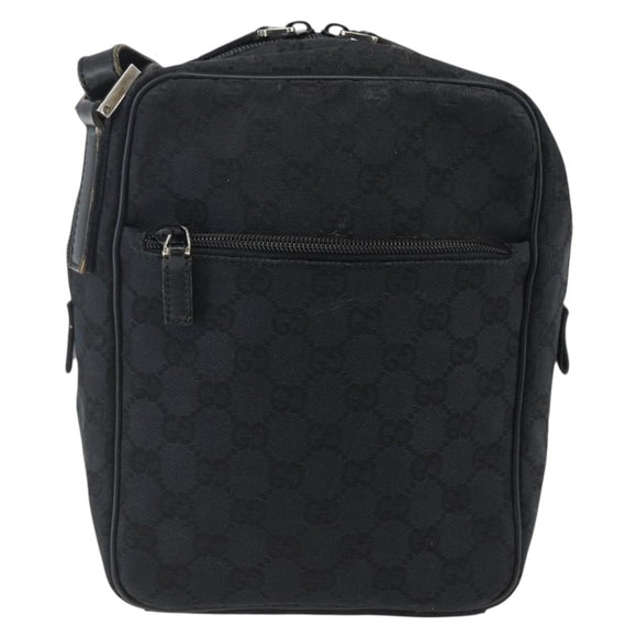 GUCCI GG Canvas Shoulder Bag Black Silver 018 1612 Auth 173500