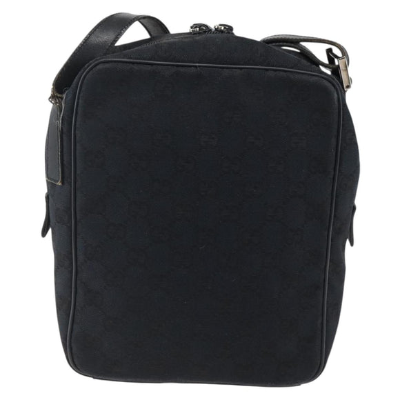 GUCCI GG Canvas Shoulder Bag Black Silver 018 1612 Auth 173500