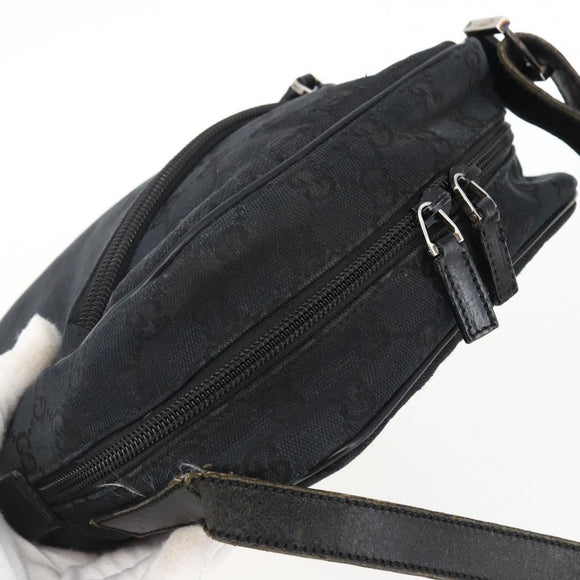 GUCCI GG Canvas Shoulder Bag Black Silver 018 1612 Auth 173500