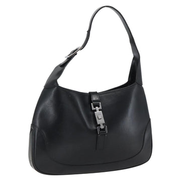 GUCCI Jackie Shoulder Bag Leather Black Silver 001 3306 Auth 173501