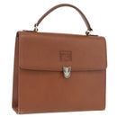 Burberrys Hand Bag Leather Brown Gold Auth 173503-1