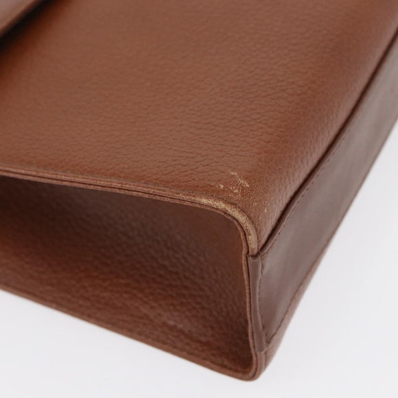 Burberrys Hand Bag Leather Brown Gold Auth 173503