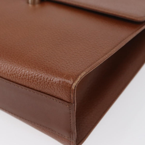 Burberrys Hand Bag Leather Brown Gold Auth 173503