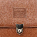 Burberrys Hand Bag Leather Brown Gold Auth 173503-17