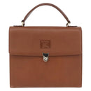 Burberrys Hand Bag Leather Brown Gold Auth 173503-13