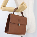 Burberrys Hand Bag Leather Brown Gold Auth 173503-21