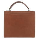 Burberrys Hand Bag Leather Brown Gold Auth 173503-2
