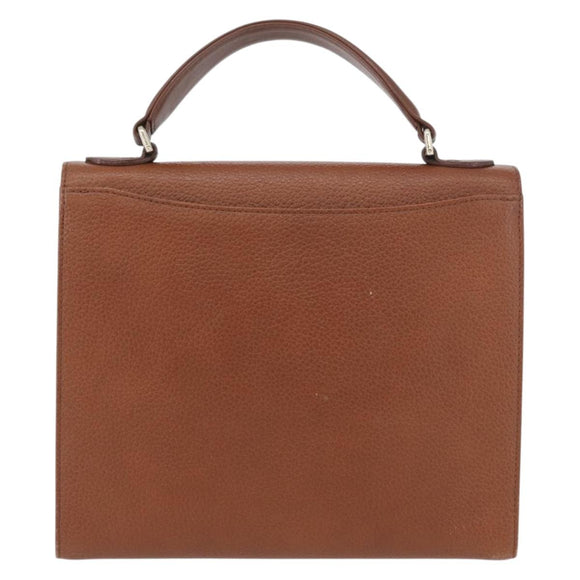 Burberrys Hand Bag Leather Brown Gold Auth 173503