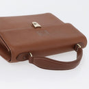 Burberrys Hand Bag Leather Brown Gold Auth 173503-6