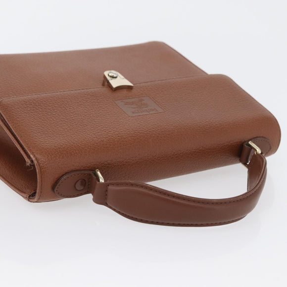 Burberrys Hand Bag Leather Brown Gold Auth 173503