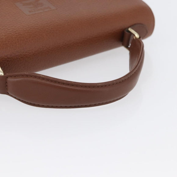 Burberrys Hand Bag Leather Brown Gold Auth 173503