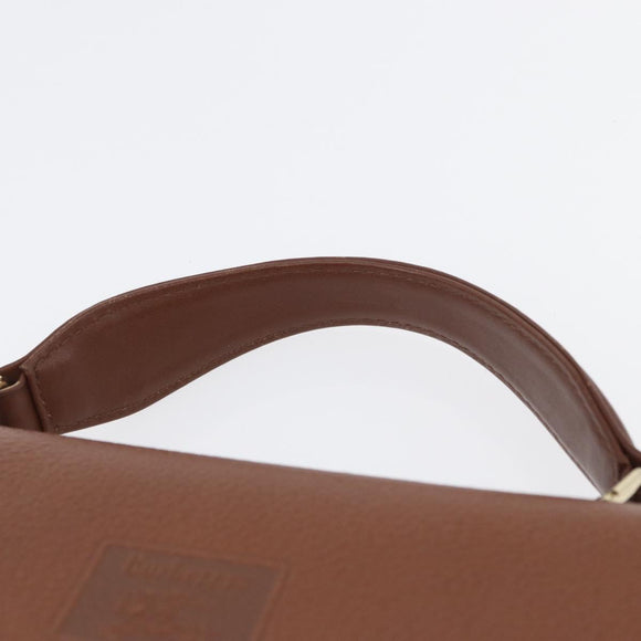 Burberrys Hand Bag Leather Brown Gold Auth 173503