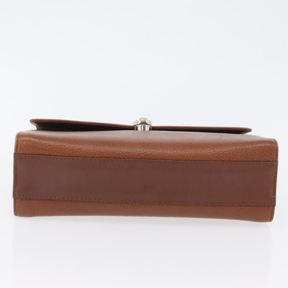 Burberrys Hand Bag Leather Brown Gold Auth 173503