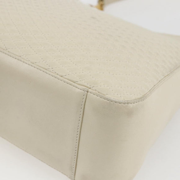 BALLY Shoulder Bag Leather Ivory Gold Auth 173507