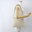 BALLY Shoulder Bag Leather Ivory Gold Auth 173507-22