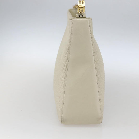 BALLY Shoulder Bag Leather Ivory Gold Auth 173507