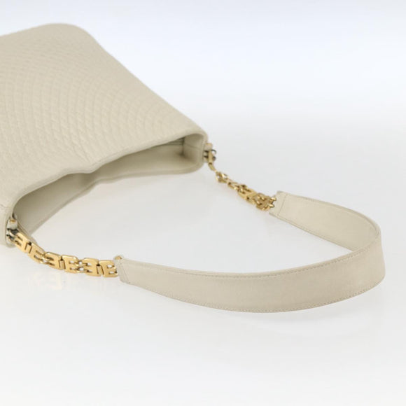 BALLY Shoulder Bag Leather Ivory Gold Auth 173507