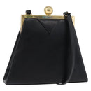 SAINT LAURENT Shoulder Bag Leather Black Gold Auth 173508-1