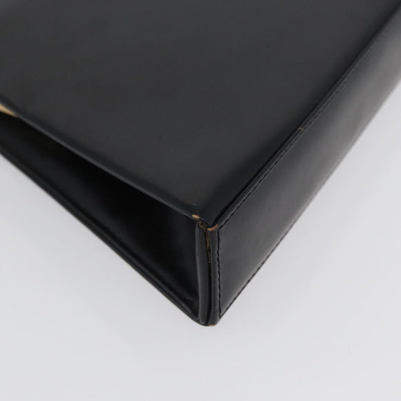 SAINT LAURENT Shoulder Bag Leather Black Gold Auth 173508