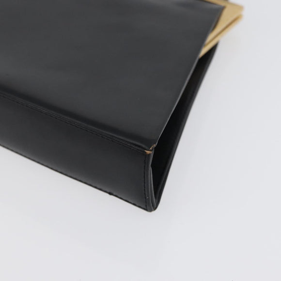 SAINT LAURENT Shoulder Bag Leather Black Gold Auth 173508