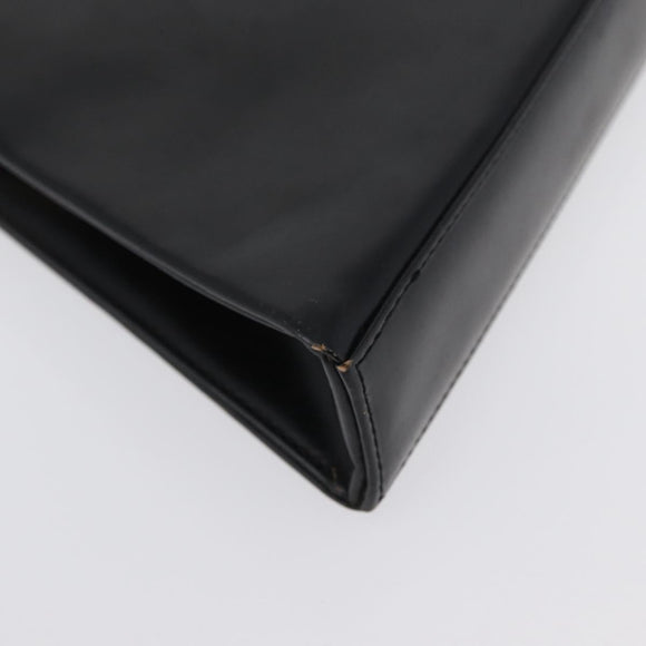 SAINT LAURENT Shoulder Bag Leather Black Gold Auth 173508