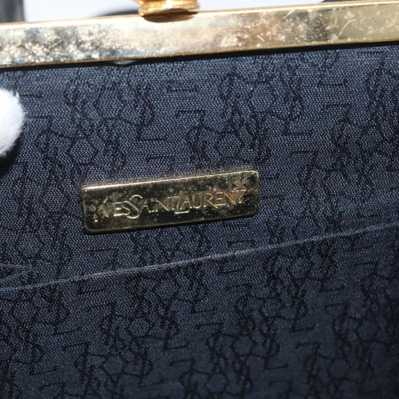 SAINT LAURENT Shoulder Bag Leather Black Gold Auth 173508