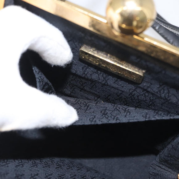 SAINT LAURENT Shoulder Bag Leather Black Gold Auth 173508