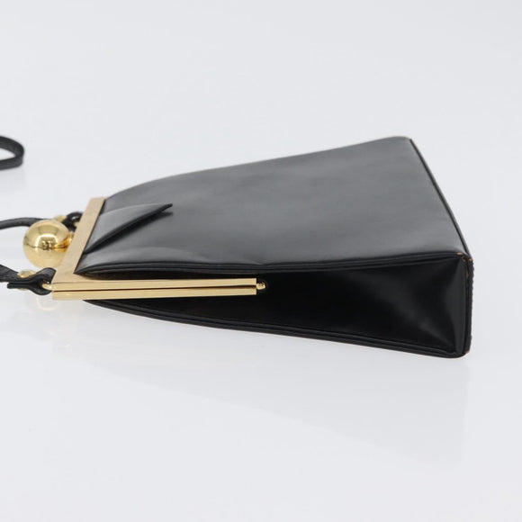 SAINT LAURENT Shoulder Bag Leather Black Gold Auth 173508