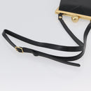 SAINT LAURENT Shoulder Bag Leather Black Gold Auth 173508-7