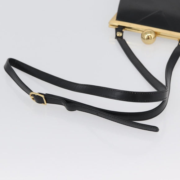 SAINT LAURENT Shoulder Bag Leather Black Gold Auth 173508
