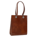 CARTIER Hand Bag Leather Brown Silver Auth 173509-1