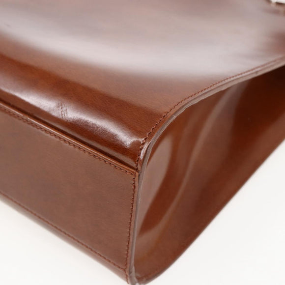 CARTIER Hand Bag Leather Brown Silver Auth 173509