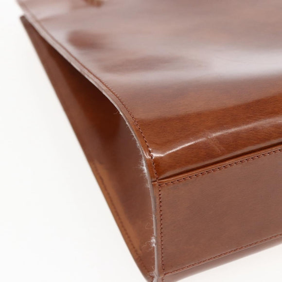 CARTIER Hand Bag Leather Brown Silver Auth 173509