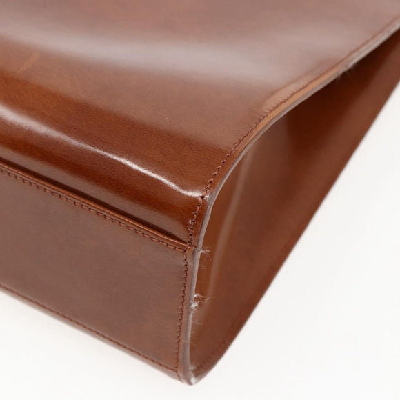 CARTIER Hand Bag Leather Brown Silver Auth 173509