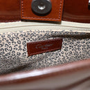 CARTIER Hand Bag Leather Brown Silver Auth 173509-10