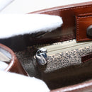 CARTIER Hand Bag Leather Brown Silver Auth 173509-19