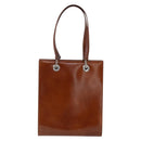 CARTIER Hand Bag Leather Brown Silver Auth 173509-2