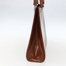 CARTIER Hand Bag Leather Brown Silver Auth 173509-3