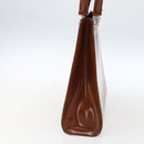 CARTIER Hand Bag Leather Brown Silver Auth 173509-4